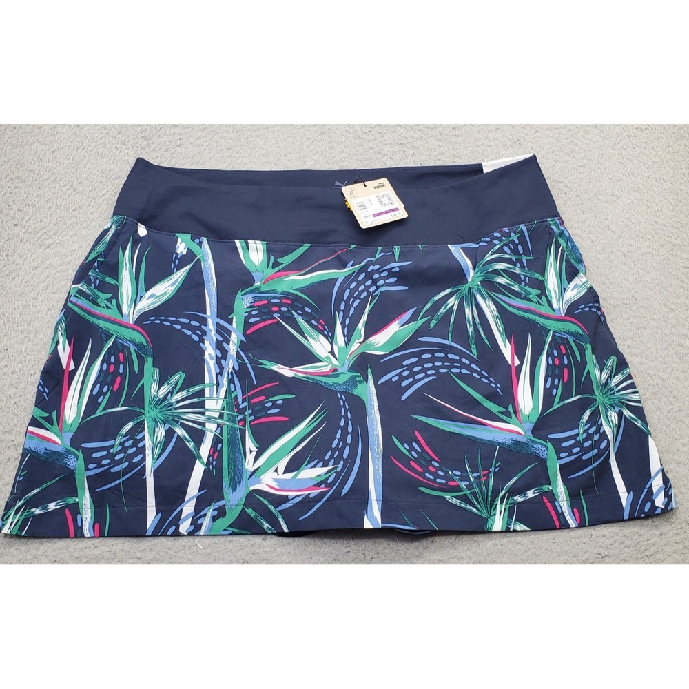 PUMA Forever Better Blake Paradise Golf Skort Womens 2XL‎ Multi Palm Leaf UPF 40